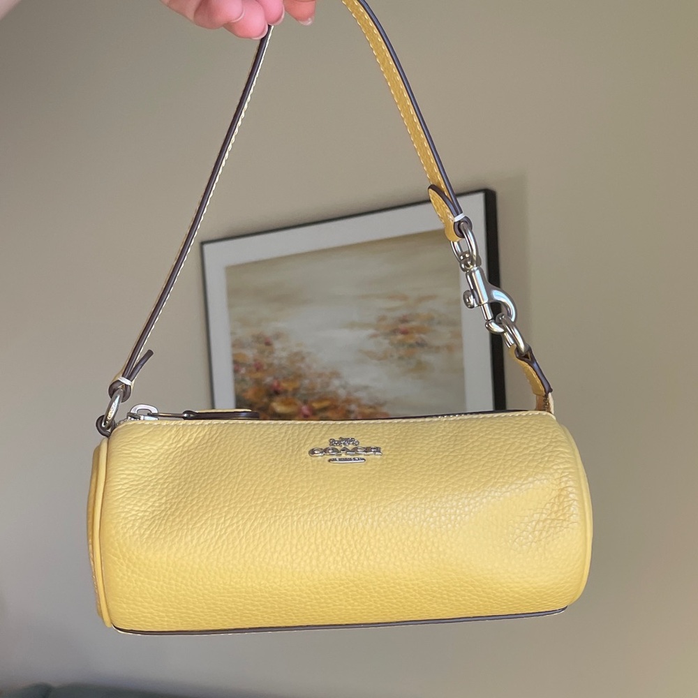 Coach Sunny Yellow Mini Barrel Leather Shoulder Bag
